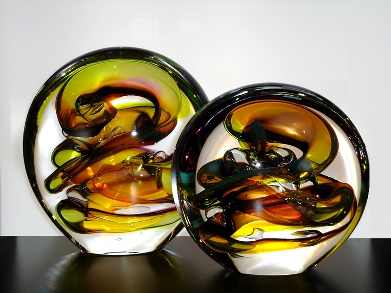 glaskunst abstract glassculpturen druppels ozzaro